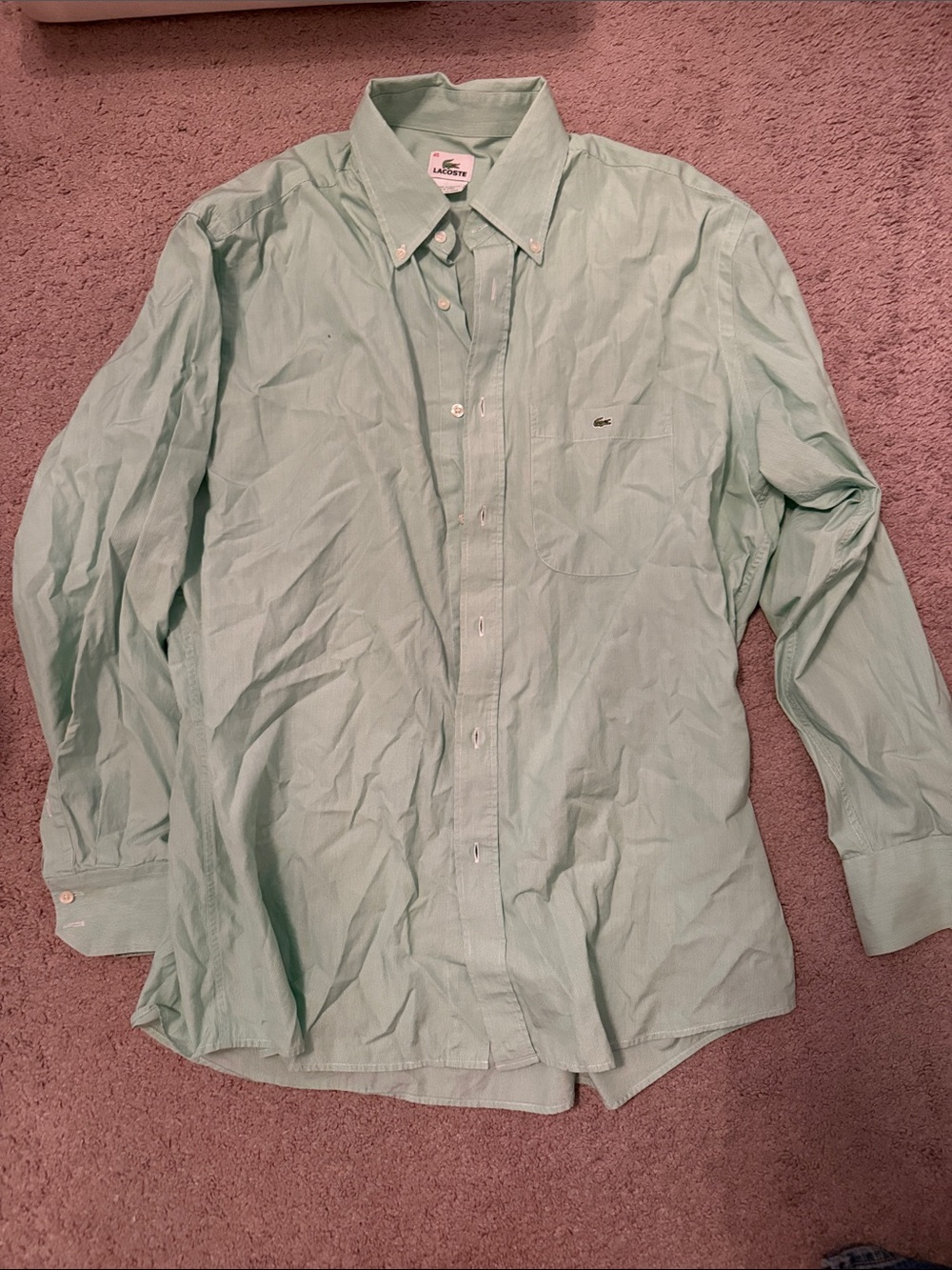 Lacoste Light Mint Button-Down Dress Shirt size 45